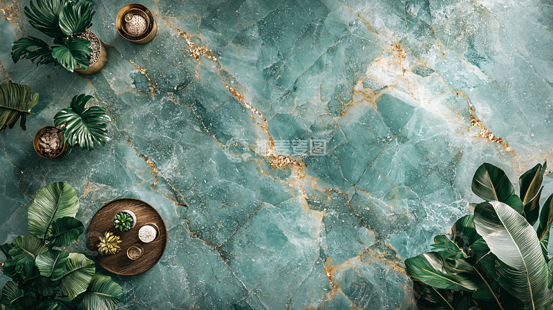 高清大图下载【趣麦麦图】蓝绿色大理石纹理背景