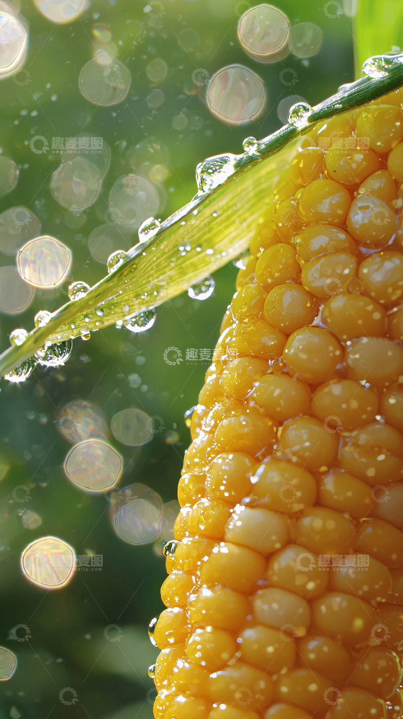 高清大图下载【趣麦麦图】新鲜玉米雨滴高清特写