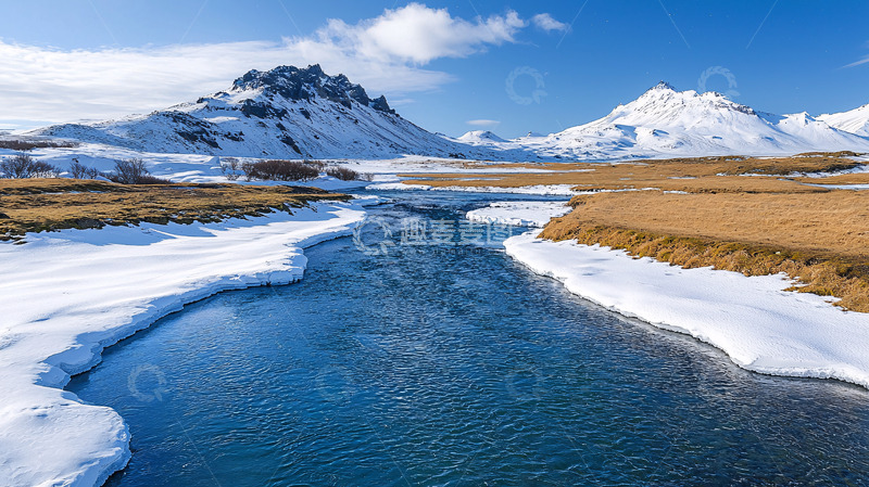 高清大图下载【趣麦麦图】冰岛雪山河流景观