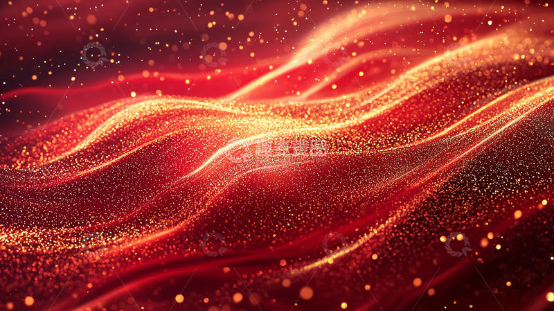 高清大图下载【趣麦麦图】红色金色粒子波浪
