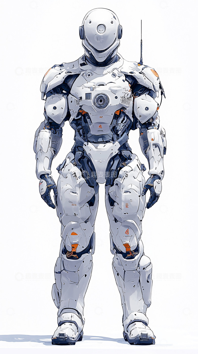 高清大图下载【趣麦麦图】未来感白色动力装甲机器人