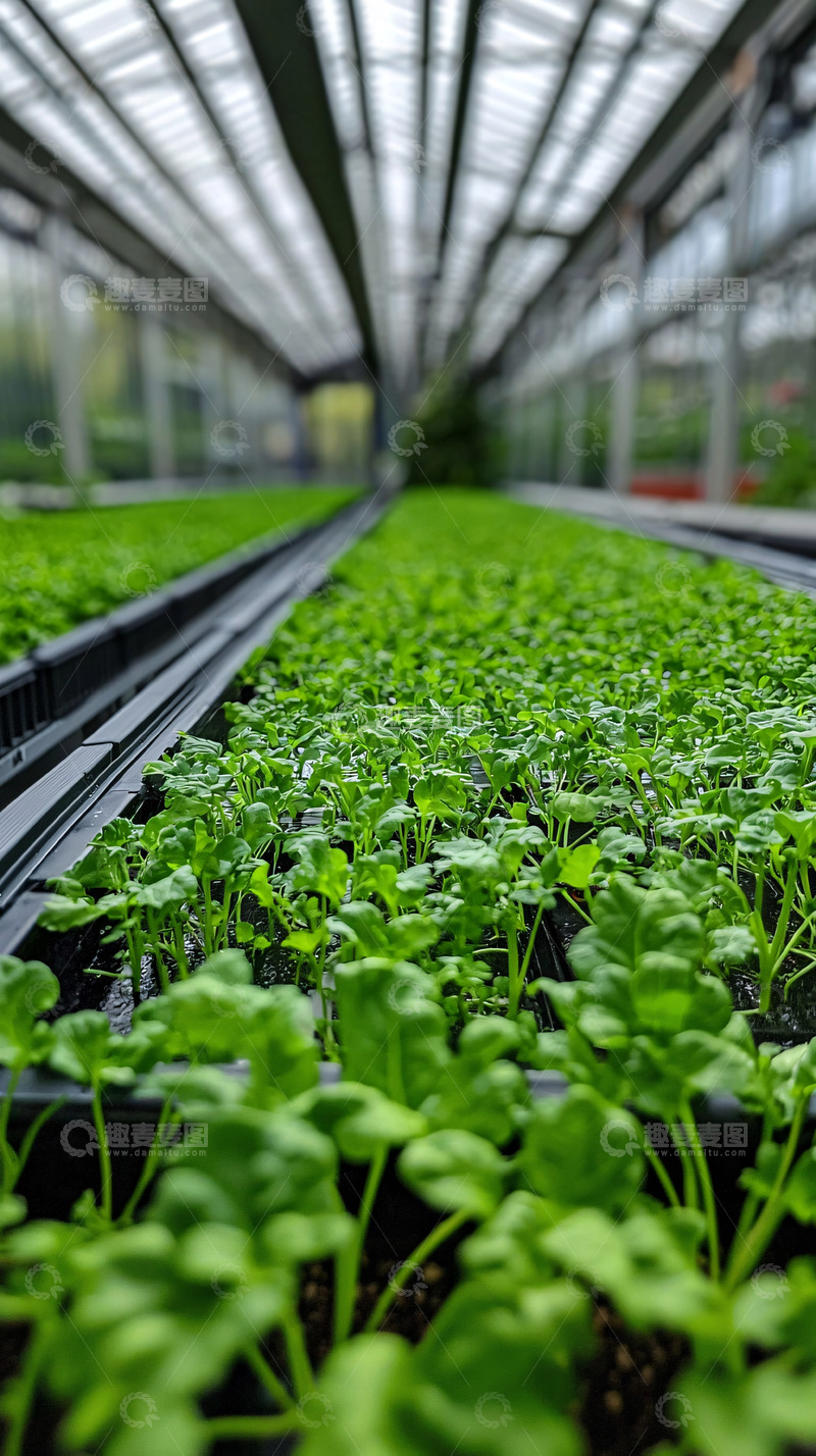 高清大图下载【趣麦麦图】温室里绿油油的幼苗