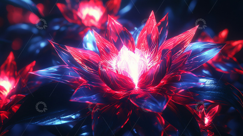 高清大图下载【趣麦麦图】暗黑系发光水晶莲花