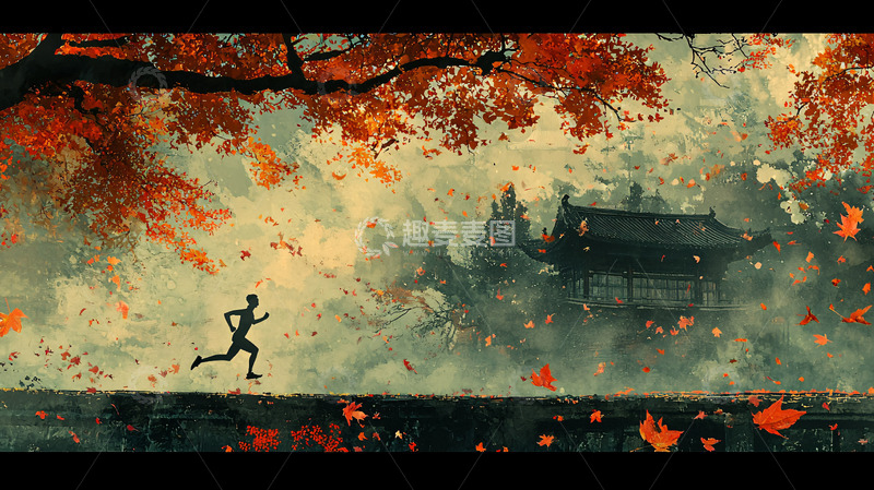 高清大图下载【趣麦麦图】秋日跑步