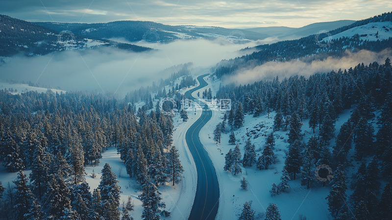 高清大图下载【趣麦麦图】冬季雪山公路