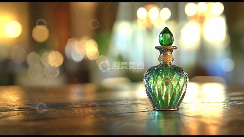 高清大图下载【趣麦麦图】绿色古董香水瓶