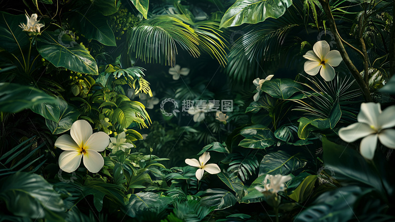 高清大图下载【趣麦麦图】热带雨林花朵背景图