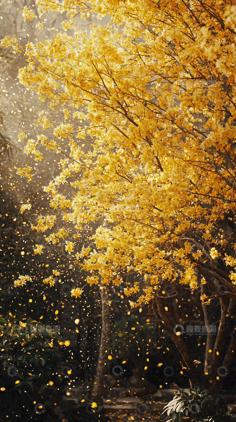 高清大图下载【趣麦麦图】金黄落叶树林