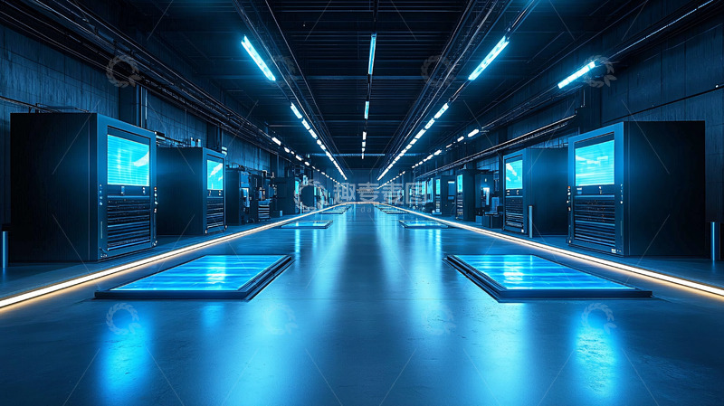高清大图下载【趣麦麦图】科技感蓝色走廊