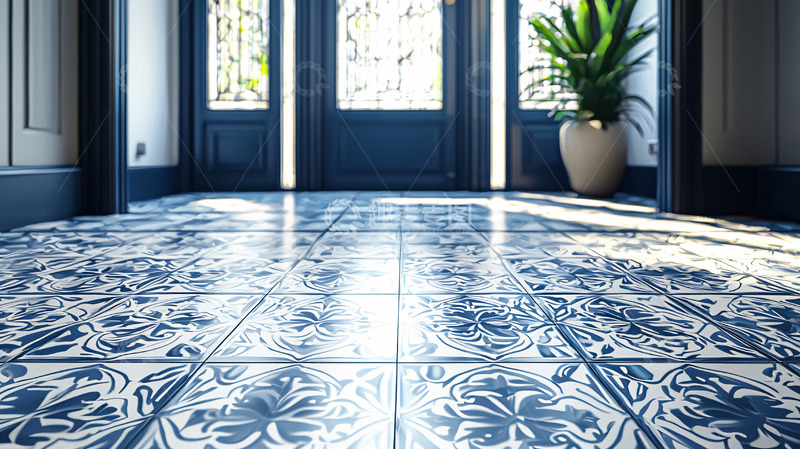 高清大图下载【趣麦麦图】蓝色瓷砖地面