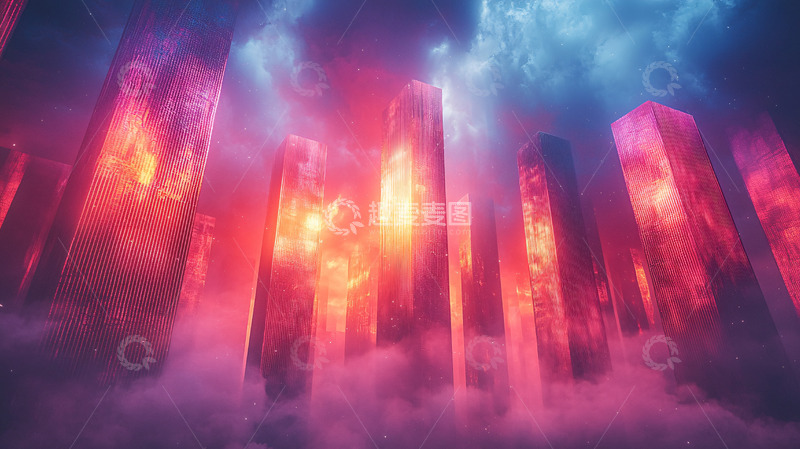 高清大图下载【趣麦麦图】梦幻般发光水晶城市