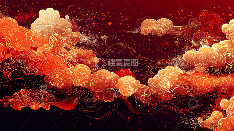 高清大图下载【趣麦麦图】红棕色祥云背景图
