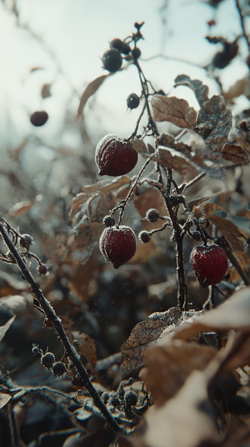 霜冻的红色浆果