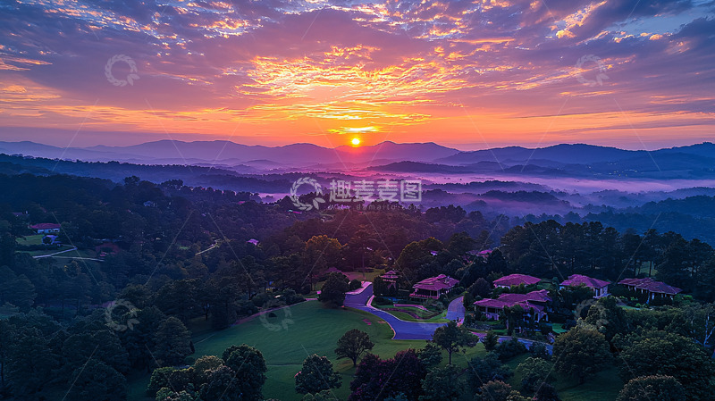 高清大图下载【趣麦麦图】日出山峦美景