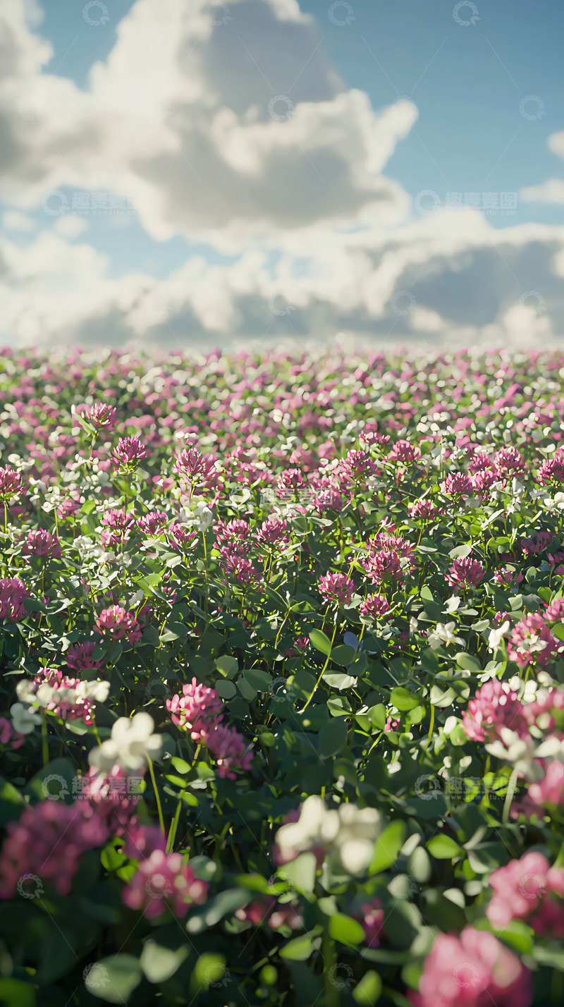 高清大图下载【趣麦麦图】粉红白三叶草花田