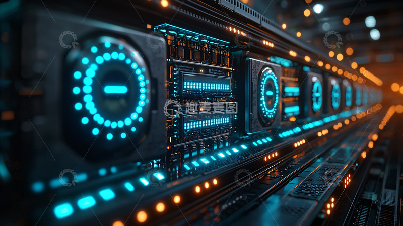 高清大图下载【趣麦麦图】未来科技感的蓝色服务器