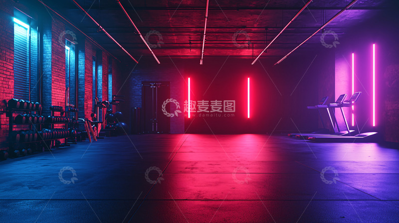 高清大图下载【趣麦麦图】霓虹灯健身房