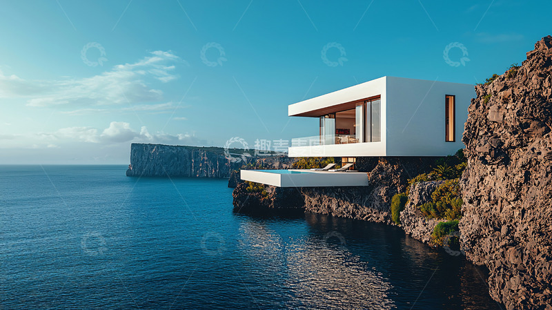 高清大图下载【趣麦麦图】海边悬崖上的现代简约别墅