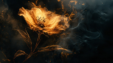 金色烟雾绽放的花朵