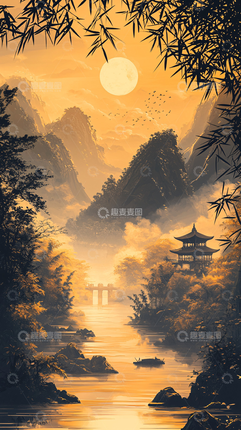 高清大图下载【趣麦麦图】山水画意境