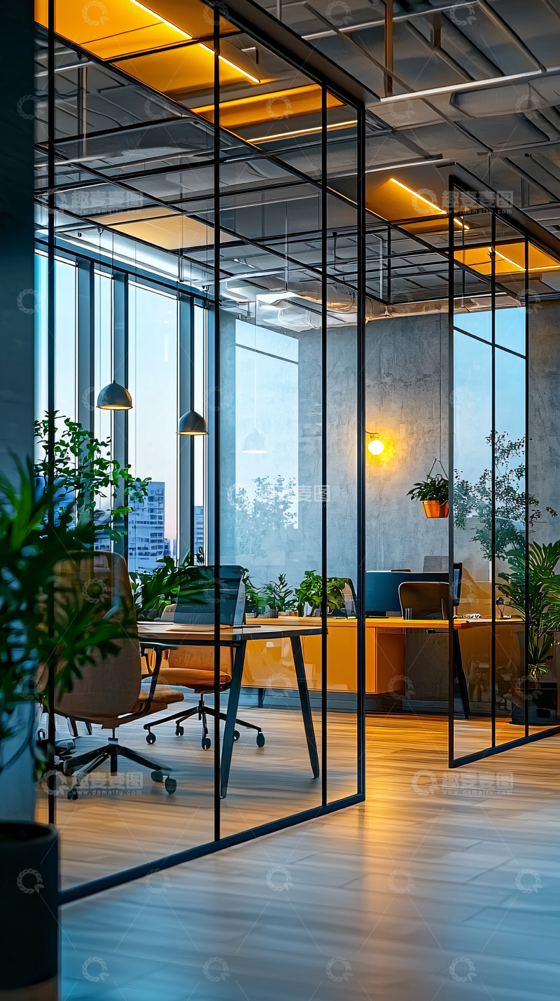 高清大图下载【趣麦麦图】现代化玻璃隔断办公室