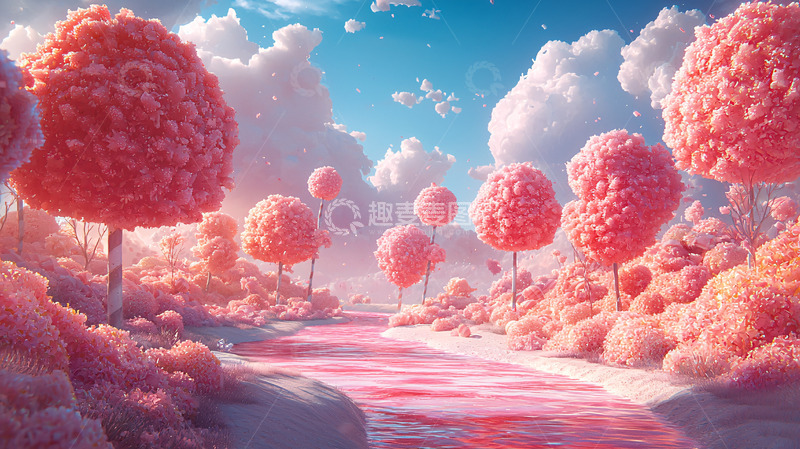 高清大图下载【趣麦麦图】粉色棉花糖树