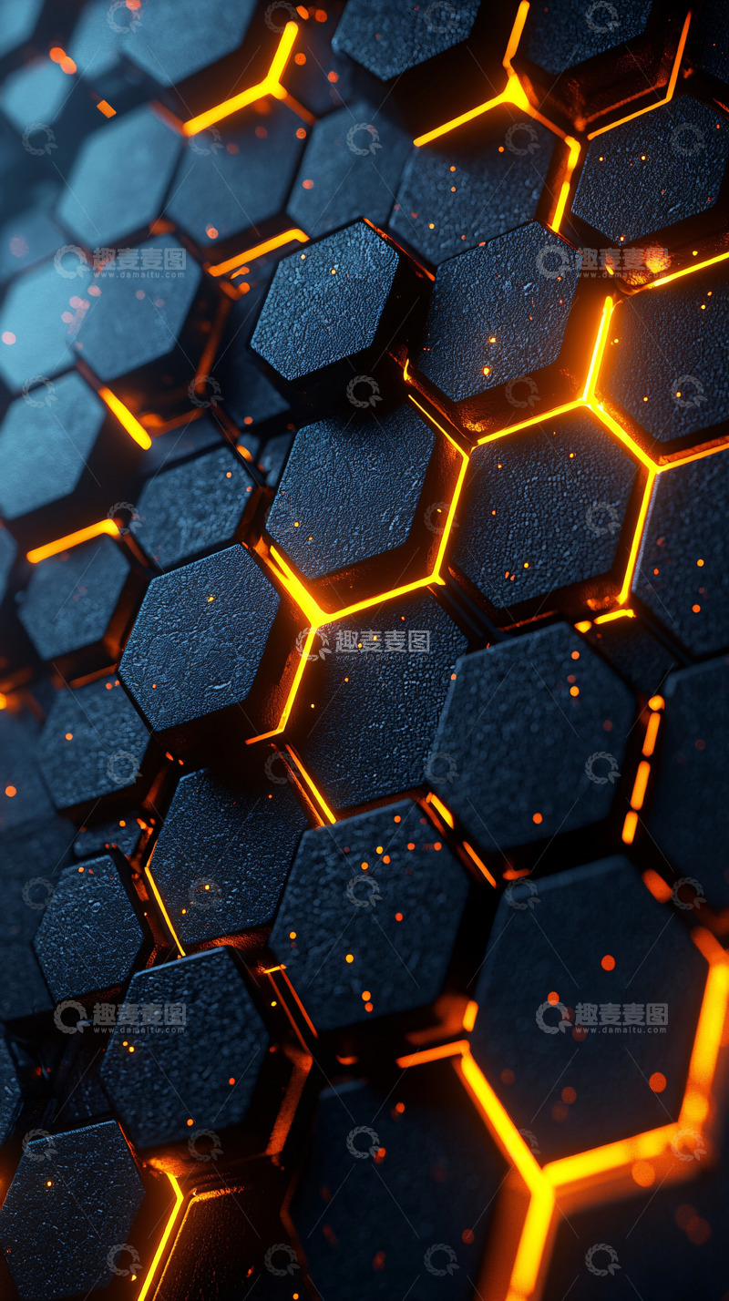 六边形蜂窝发光纹理背景