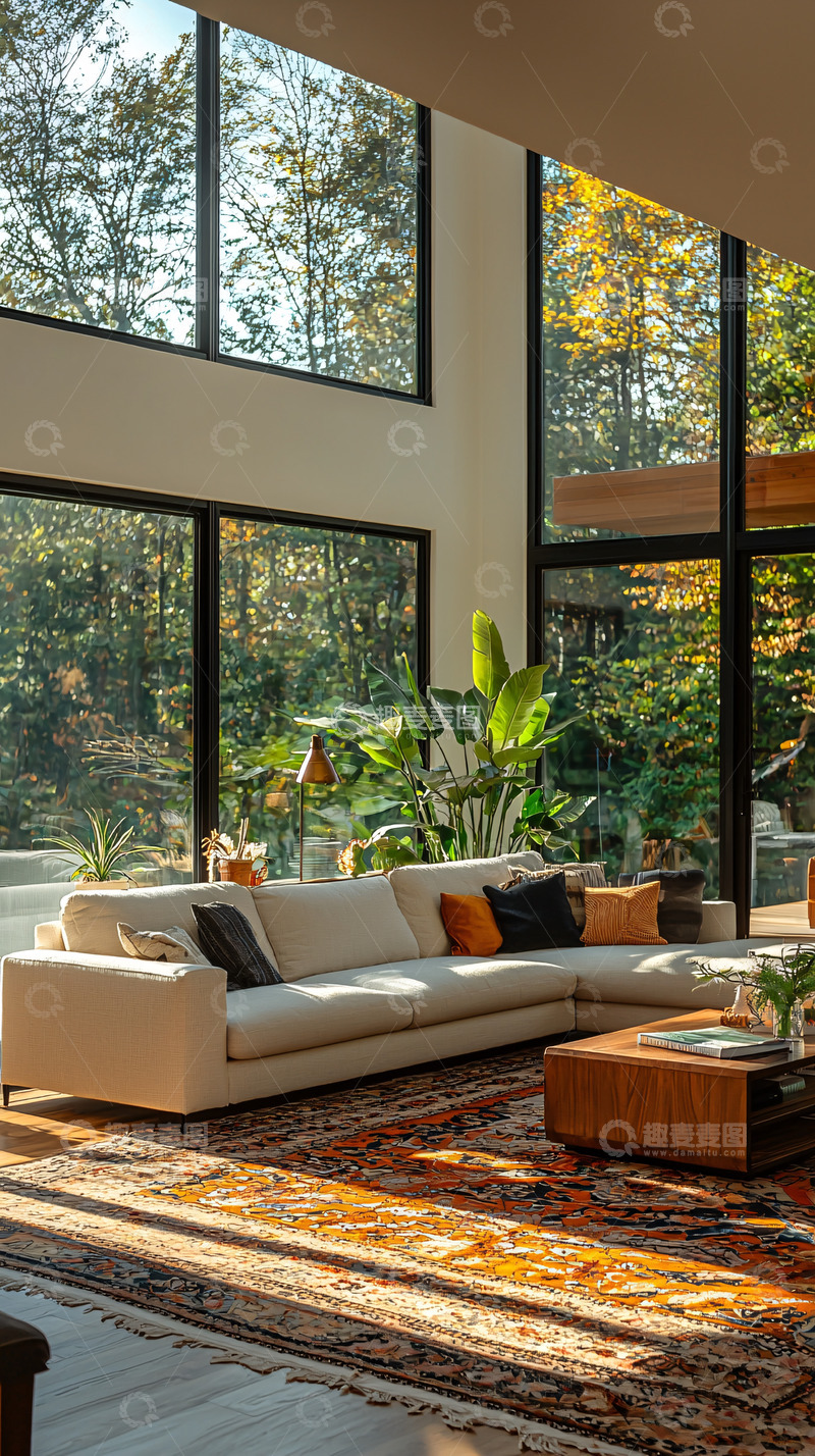 高清大图下载【趣麦麦图】现代简约落地窗客厅