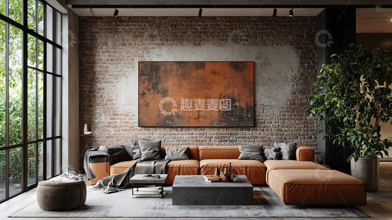高清大图下载【趣麦麦图】工业风客厅1