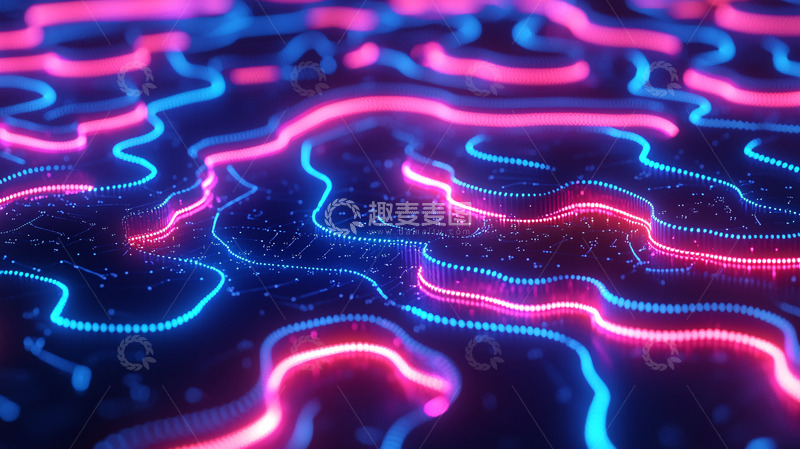高清大图下载【趣麦麦图】蓝粉霓虹曲线光路