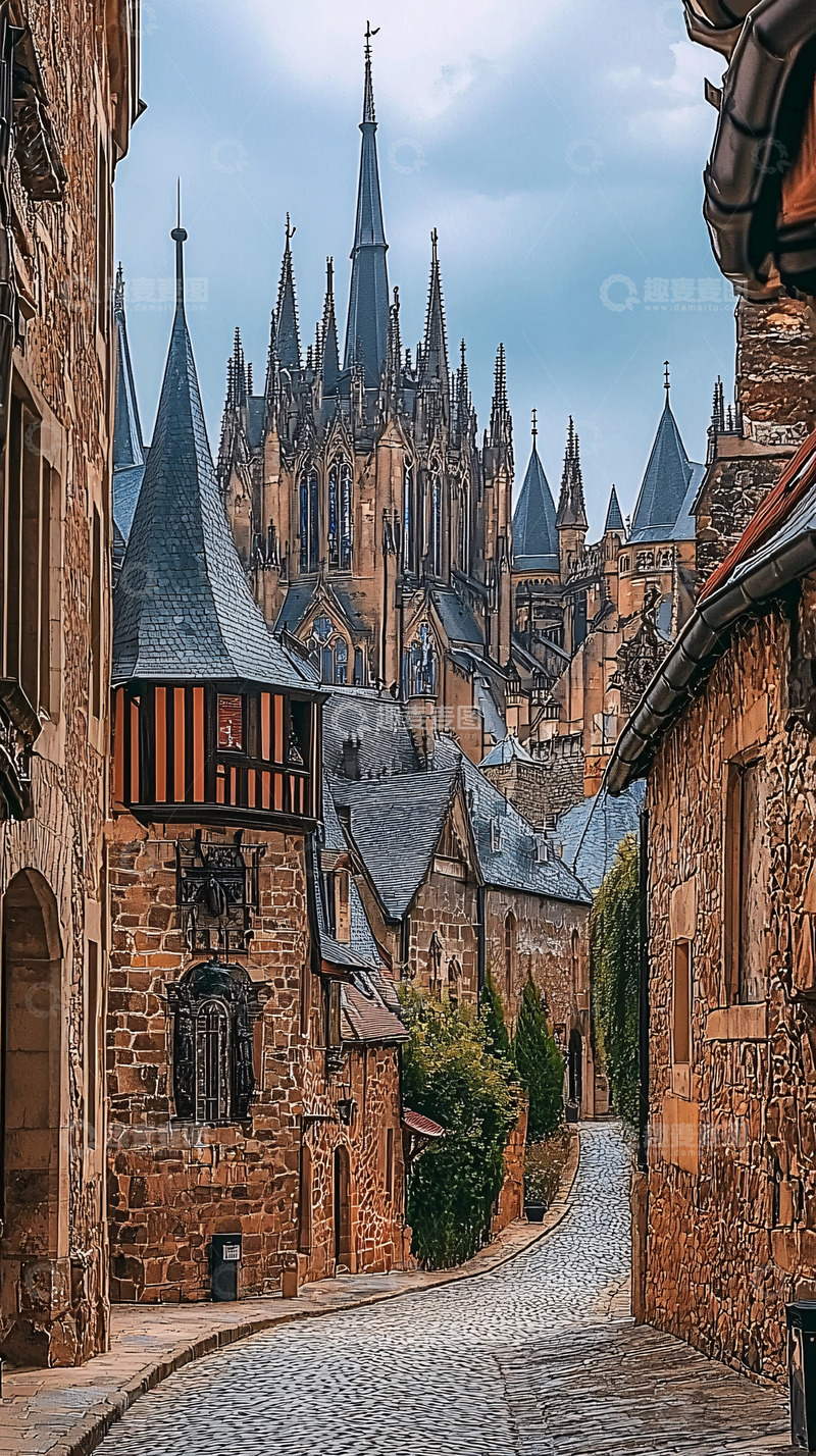 高清大图下载【趣麦麦图】古色古香的欧洲小镇街道