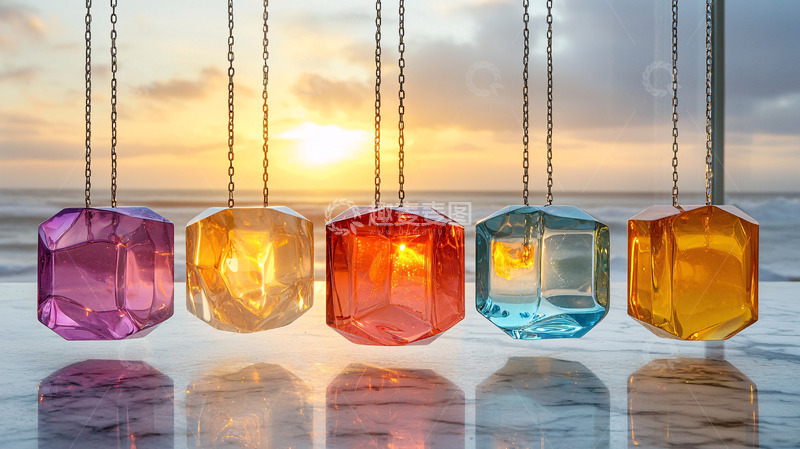 高清大图下载【趣麦麦图】彩色玻璃吊坠