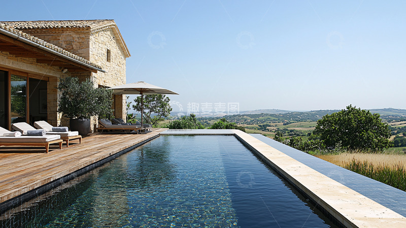 高清大图下载【趣麦麦图】田园风格别墅泳池