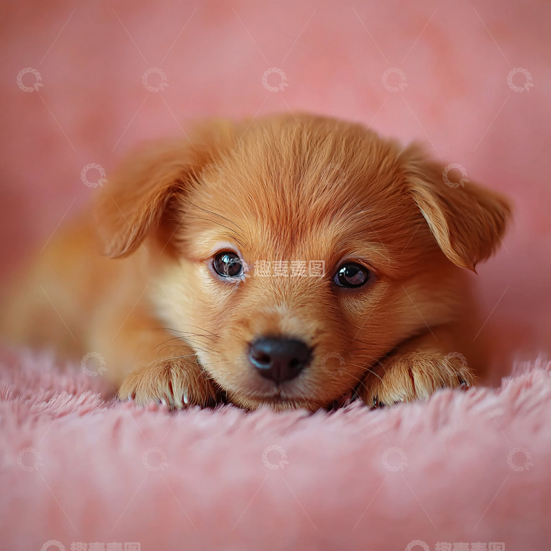 高清大图下载【趣麦麦图】可爱的小狗粉色背景