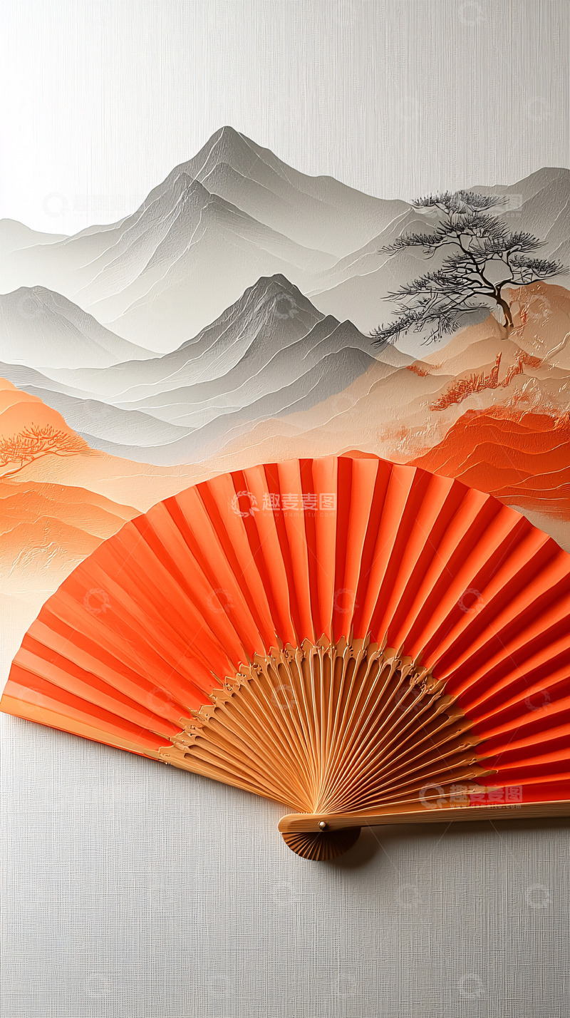 高清大图下载【趣麦麦图】水墨山水扇子