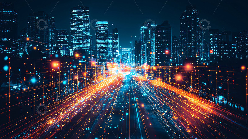 高清大图下载【趣麦麦图】夜晚都市高速公路灯光