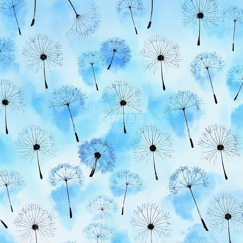 高清大图下载【趣麦麦图】小清新水彩蒲公英