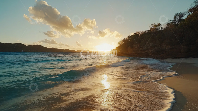 高清大图下载【趣麦麦图】海滩日落