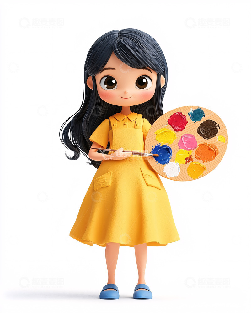 高清大图下载【趣麦麦图】可爱卡通女孩绘画
