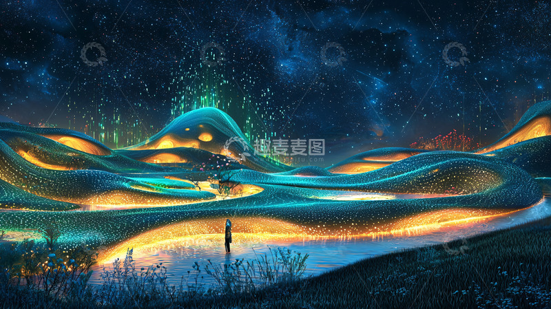 高清大图下载【趣麦麦图】奇幻星球夜景