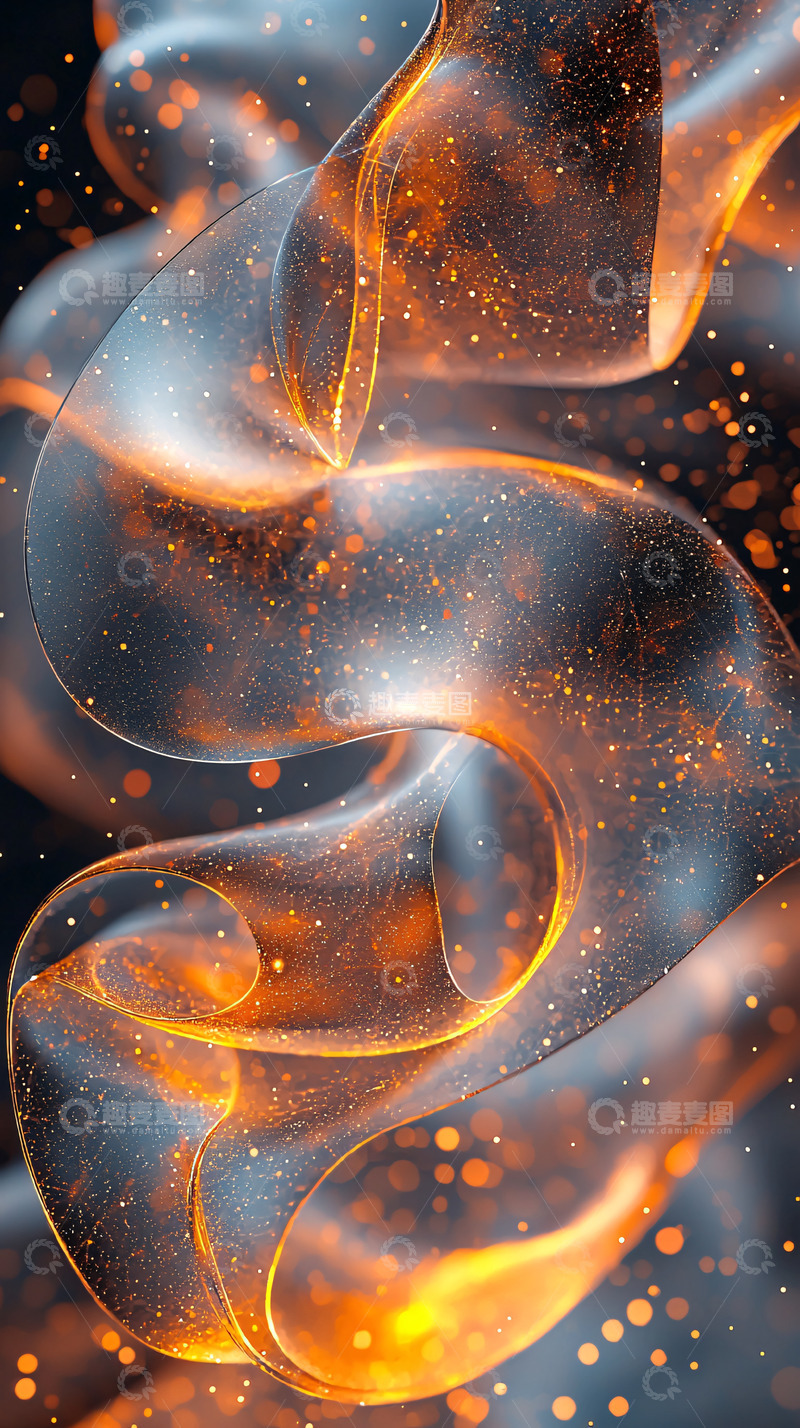 高清大图下载【趣麦麦图】透明橙色缠绕结构
