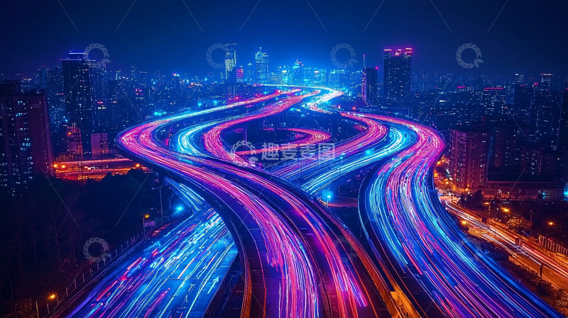 高清大图下载【趣麦麦图】夜景高速公路