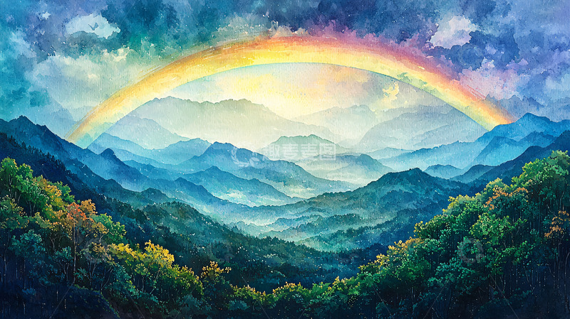 高清大图下载【趣麦麦图】彩虹山峦