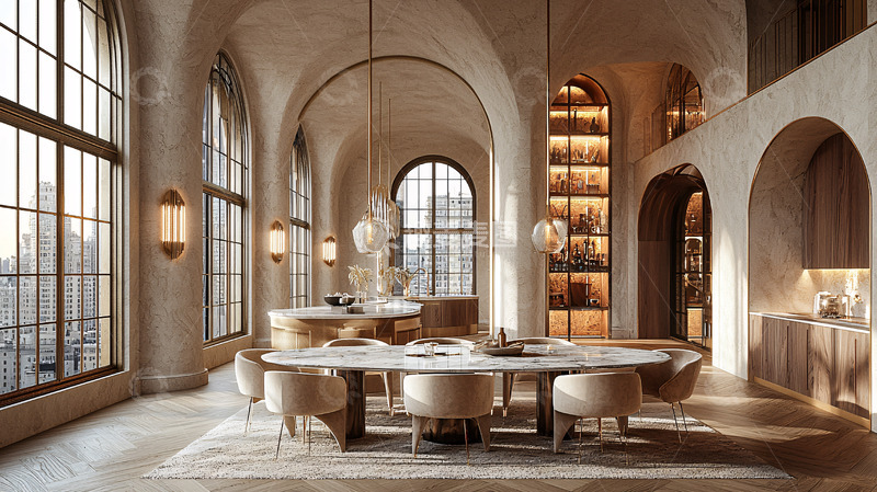 高清大图下载【趣麦麦图】极简轻奢现代风格餐厅