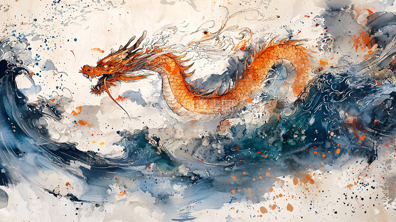 高清大图下载【趣麦麦图】水墨画龙