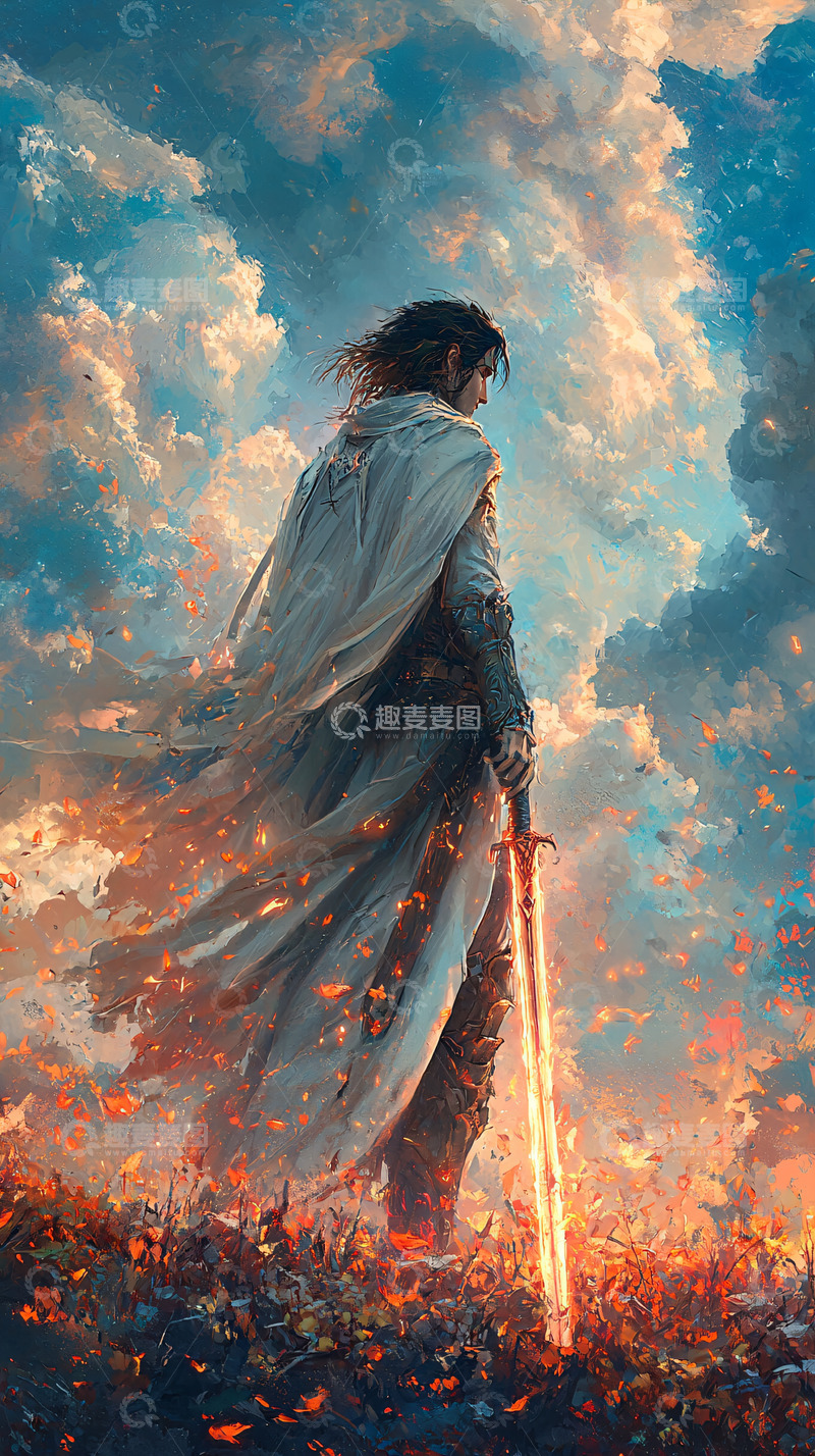 高清大图下载【趣麦麦图】持剑男子背影