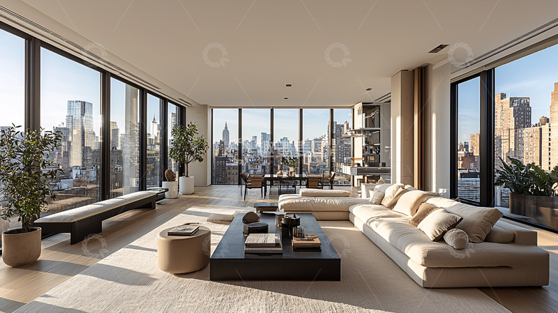 高清大图下载【趣麦麦图】极简风格现代公寓客厅