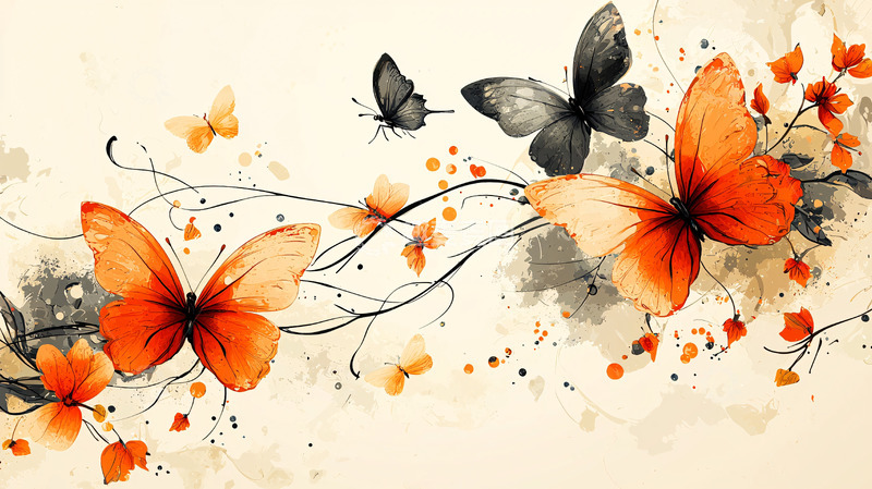 高清大图下载【趣麦麦图】水墨蝴蝶