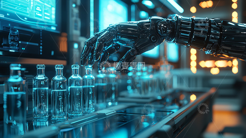 高清大图下载【趣麦麦图】机械臂操作实验瓶