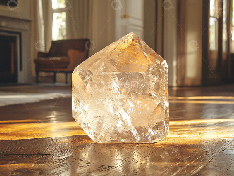高清大图下载【趣麦麦图】透明水晶在木地板上
